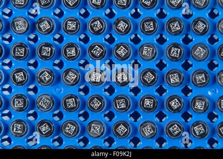 Overhead view of test tubes for medical research and testing Stock Photo