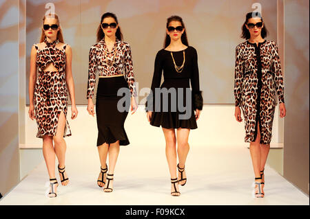 Fashion show models on the Moda Spring Summer 2016 Fashion Catwalk. Moda, one of the country's premier trade shows for fashion buyers, took place at the NEC, Birmingham, UK, 9th-11th August 2015. Credit:  Antony Nettle/Alamy Live News Stock Photo