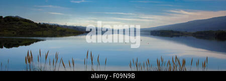 Panoramic Reservoir and Reflections Stock Photo