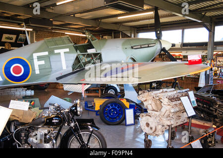 England, Ramsgate. RAF Manston Spitfire and Hurricane Memorial museum. Interior. Hurricane displayed with various related items around it. Stock Photo