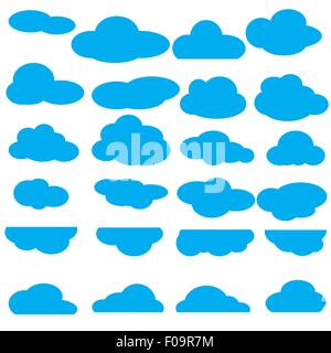 Set of clouds flat icon collection Stock Vector