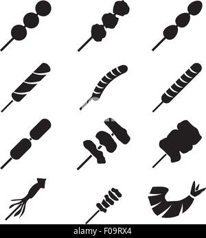 Set grilled menu icon Stock Vector