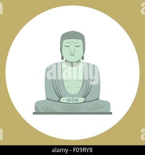 The great buddha statue in Kamakura, Japan ,icon Stock Vector