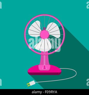 Front view of mini electric fan for home with button, vector Stock Vector