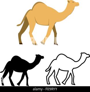 Set of flat camel icon, vector Stock Vector