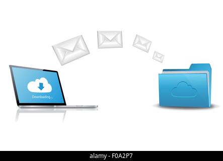 Downloading mail from cloud folder Stock Vector