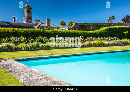 The swimming pool in the walled garden of Bowood House in Wiltshire. Stock Photo