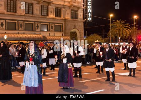 Portrait of two women in traditional wear for Holy Ephysius, Cagliari, Sardinia, Italy Stock Photo