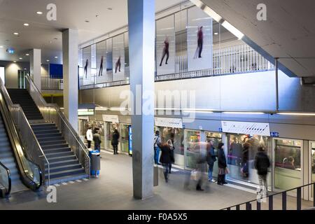 People at metro railway station in Lausanne, Canton of Vaud, Switzerland Stock Photo