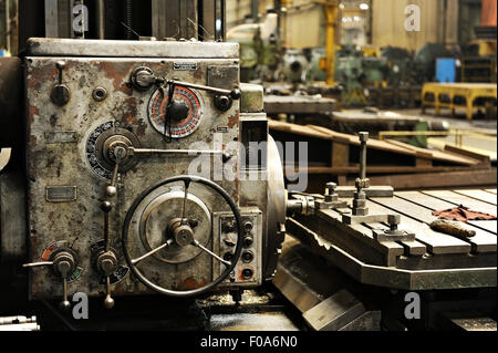 Detail shot with an industrial machinery inside a factory Stock Photo