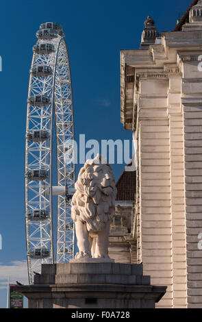 The South Bank Lion and the London Eye, London, England Stock Photo - Alamy