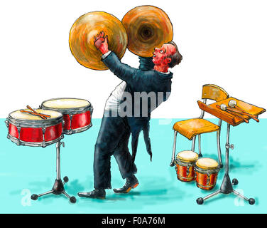 male musician playing cymbals at music store Stock Photo: 90818526 - Alamy