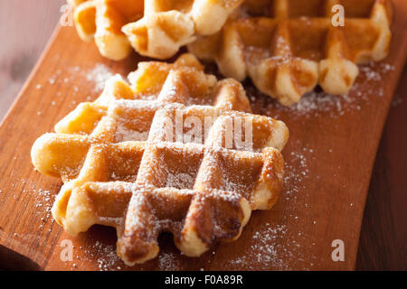 belgian waffles with icing sugar Stock Photo