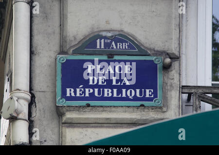 Street sign Place de la République in Paris France Stock Photo