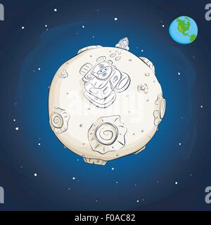 astronaut on the moon Stock Vector