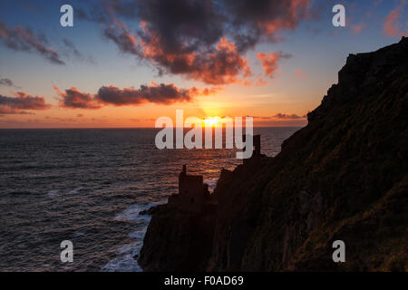 Sunsetting Over Botallack Tin Mines, Cornwall, England, @ Barry Bateman Stock Photo