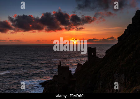 Sunsetting Over Botallack Tin Mines, Cornwall, England, @ Barry Bateman Stock Photo