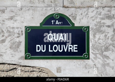 Street sign Quai du Louvre in Paris France Stock Photo