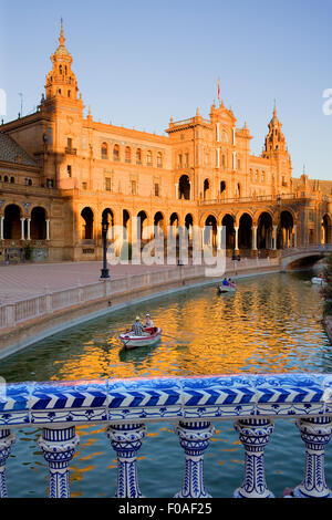 Boats in Plaza de España,Maria Luisa Park, Sevilla,Andalucía, Spain Stock Photo