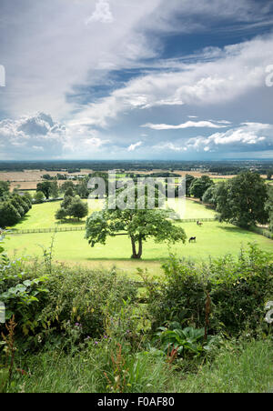 The Vale of York from Crayke village in North Yorkshire, August 2015. Stock Photo