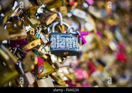 Love Locks, Pont des Arts, Paris, France Stock Photo