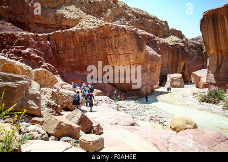 Wadi Zered (Wadi Hassa or Hasa) in western Jordan. A sand stone canyon with fresh running water. Flowing into the Dead Sea Stock Photo