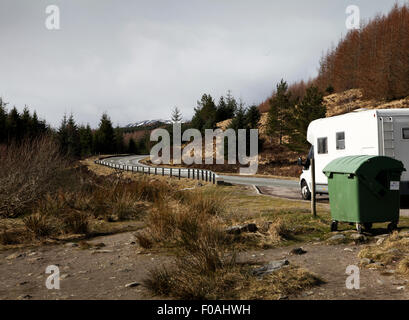 Motorhome driving in Scottish highlands Stock Photo