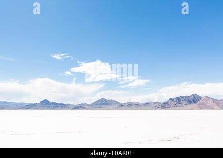 Hot Summer day at Bonneville Salt Flats, Utah. Stock Photo