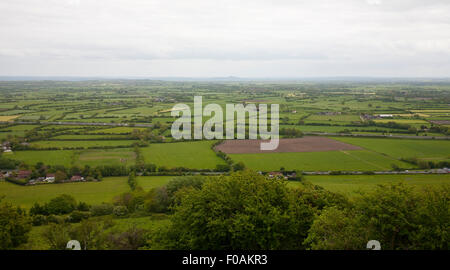 green fields of the Somerset levels from Brent Knoll Stock Photo