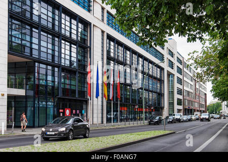 Berlin Willy-Brandt-Haus exterior, Willy Brandt House SPD offices, modern limestone and glass building in Kreuzberg Stock Photo