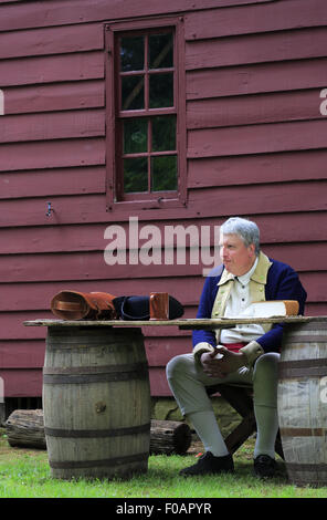 Judge of court martial of Continental Army Revolutionary War reenactment Jockey Hollow NJ USA Stock Photo