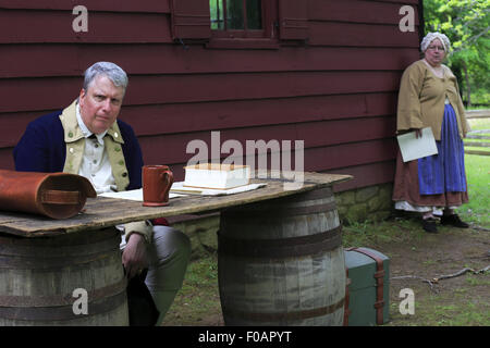 Judge of court martial of Continental Army Revolutionary War reenactment Jockey Hollow NJ USA Stock Photo