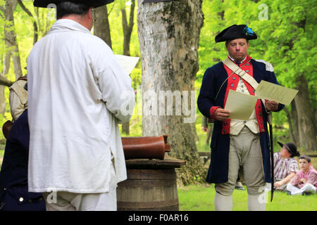 Court Martial Continental Army troop Revolutionary War reenactment at Jockey Hollow Morristown National Historical Park NJ USA Stock Photo
