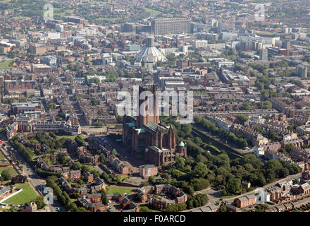 aerial view of Liverpool Cathedrals: Anglican and Catholic Metropolitan Cathedral of Christ the King, UK Stock Photo