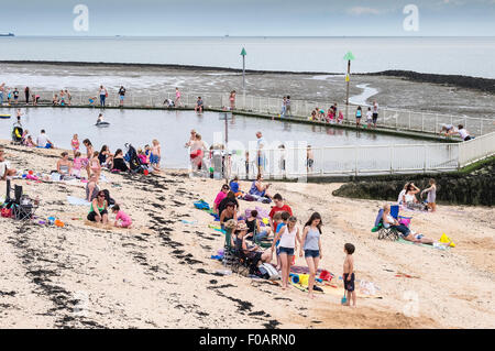 Canvey Island - Families on Concord Beach at Canvey Island, Essex. Stock Photo