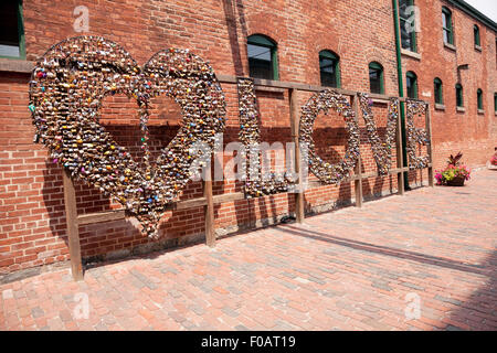 Love-Lock Installation at the Distillery District in Toronto;Ontario;Canada;Pan Am Games 2015 in the host city Toronto Stock Photo