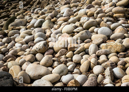 Massive rounded boulders on the beach at Porth Nanven, Penwith, Cornwall, UK Stock Photo