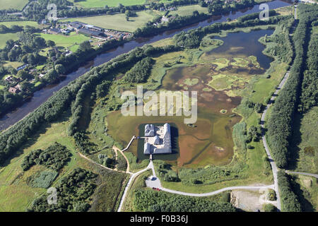 aerial view of Brockholes Wetland & Nature Reserve Stock Photo
