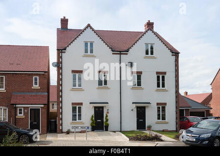 New semi-detatched houses, Ashby Mews, Middlemoor Housing Estate, Daventry, Northamptonshire, England, United Kingdom Stock Photo