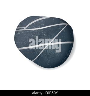 black striped pebble on white background Stock Vector