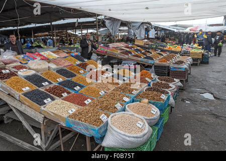 Dried fruit & nuts, local town Market, Sheki, (Shaki, Seki), Azerbaijan Stock Photo