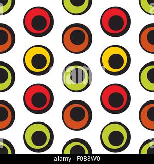 Seamless vector pattern of colored circles in retro style. Stock Vector