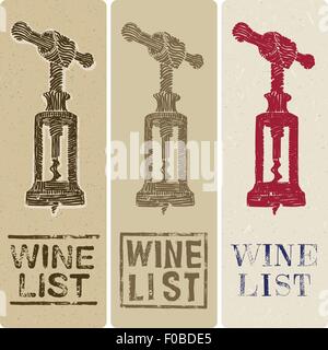 wine list slim grunge covers on recycled paper background Stock Vector