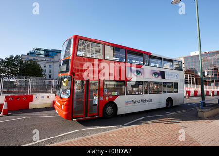 national express west midlands double decker bus service Birmingham city centre UK Stock Photo
