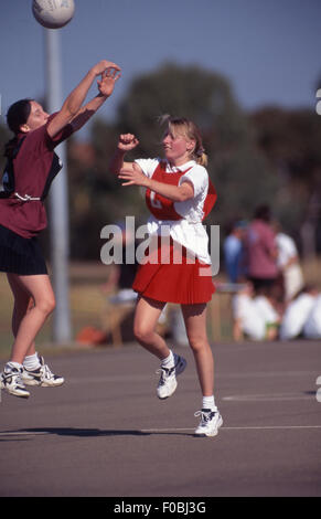 Netball game in progress, Sydney, New South Wales, Australia Stock Photo