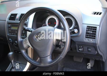 Close up of Steering wheel of a car Stock Photo