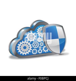 Cloud computing with security shield Stock Vector