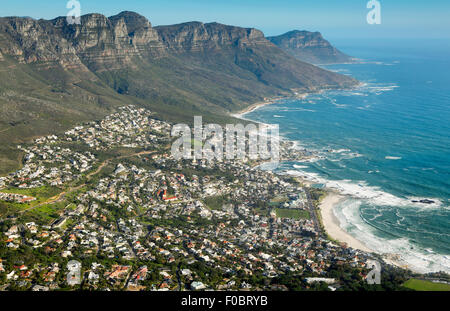 Aerial view of Camps Bay and the Cape Peninsula from Lions Head Stock Photo