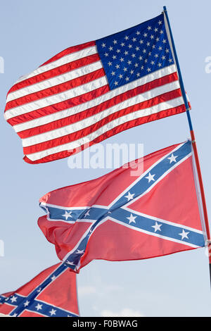 American Flags flying Stock Photo