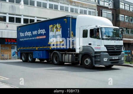 Tesco delivery lorry parked up at Tesco's Salisbury Wiltshire United Kingdom Stock Photo